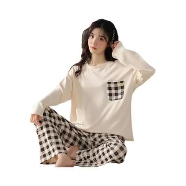 Imagem de Conjunto De Pijamas Femininos Para Primavera E Outono Com Manga Longa 