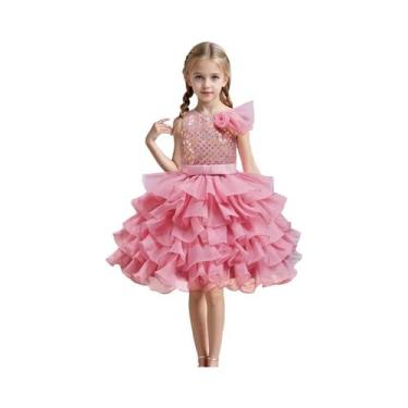 Imagem de Vestido feminino com lantejoulas e laço, saia bolo, vestido de perform