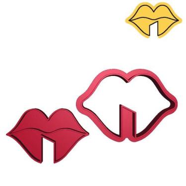 Imagem de Cortador Dia dos Namorador Boca Beijo Amor Xícara - DOCEIMPRESSO,  4,5