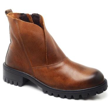 Imagem de Bota Roses Em Couro Graxo Cafe Com Conhaque Com Sola De Borracha Café 