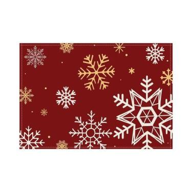 Imagem de Sousplat De Natal 12x18 Polegadas Com Estampa De Floco De Neve E Rena,