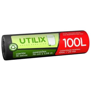 Imagem de Utilix 100L Preto, Rolo com 15 Sacos para Lixo Dover-Roll