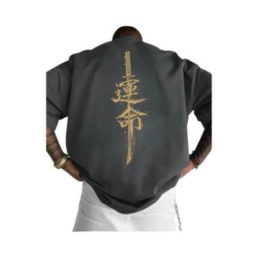 Imagem de Camiseta Masculina De Algodão Com Manga Curta, Estampa De Espada Samur