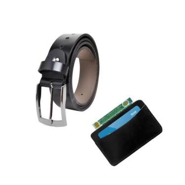 Imagem de Kit Cinto Masculino e Porta Cartão Promoção de  - RIJEERO, Preto, 115