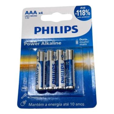 Imagem de 04 Pilhas Aaa Pequena Alcalina Lr03 Philips 1 Cartela
