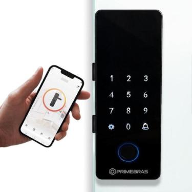 Imagem de Fechadura Digital Bluetooth Primebras Athenas Porta de Vidro Sobrepor 