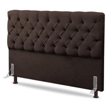 Imagem de Cabeceira Cama Box Solteiro Lylla 90cm Capitonê com Frame Suede Marrom