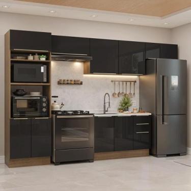 Imagem de Armário de Cozinha Completa 350 cm Lux Madesa 01, Rustic/Preto