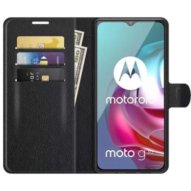 Imagem de Kit Capa Carteira Motorola Moto G10 G30 Case Flip Preto + Película Pri