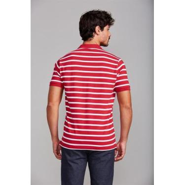 Imagem de Camisa Polo com Bolso Piquet Comfort - Vermelho Rubi / Branco - HIGHST