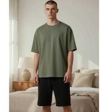 Imagem de Pijama masculino adulto verão manga curta com short malwee, Verde, G