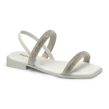 Imagem de Sandália Pink Cats Infantil Branca Com Strass, 33, Branco