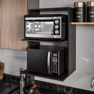 Imagem de Suporte para Microondas e Forno Nicho Suspenso Thai 60cm Preto M12 - D