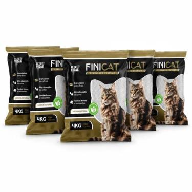 Imagem de Kit 5 Areia Higienica Finicat 20kg 100% Natural Antiodor