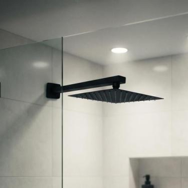 Imagem de Chuveiro Quadrado Ducha 20x20 Inox Preto Parede V123 Vimer