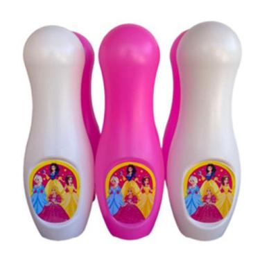 Imagem de Boliche infantil de brinquedo princesas para menina rosa ou roxo com 6