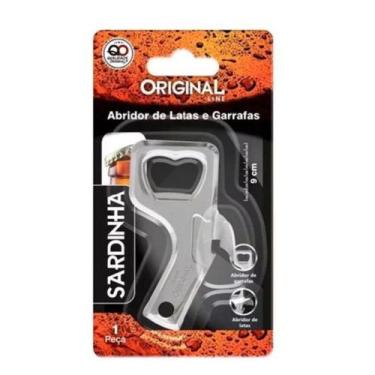 Imagem de Abridor Sardinha Abridores De Lata E Garrafas 9cm Aço Inox Original QU