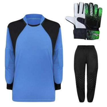 Imagem de Kit de Goleiro Infantil Camisa + Calça Acolchoada + Luva Penalty Delta