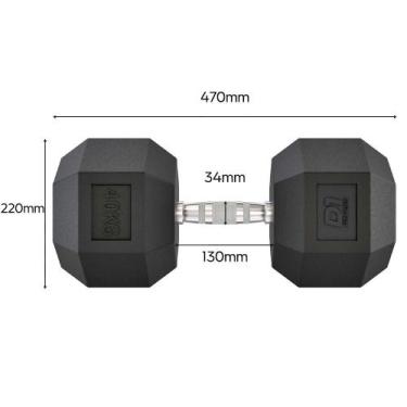 Imagem de Halter Dumbbell Sextavado Emborrachado Cromado 40kg - D1 Fitness