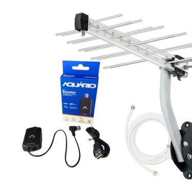 Imagem de Antena Tv Digital Externa Aquário Hdtv Uhf 4k Com Amplificador Booster