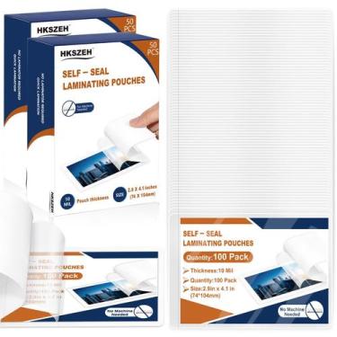 Imagem de Envelopes para plastificação HKSZEH 100 unidades 7,4 x 10,4 cm autoade