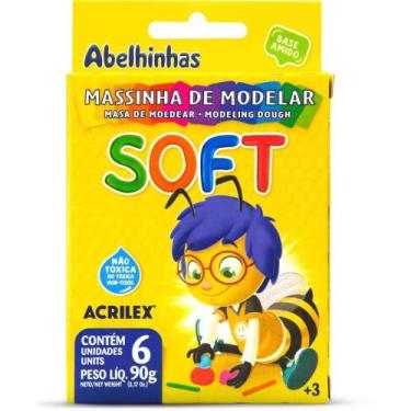 Imagem de Massa para Modelar SOFT com 06 Cores Foscas Base Amido Pacote com 12 -