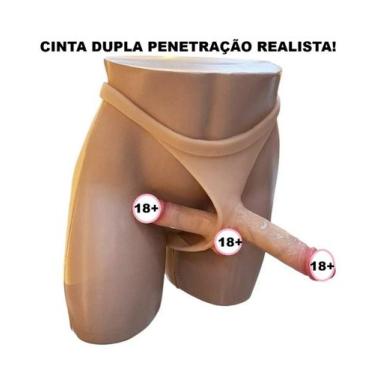Imagem de Cinta Dupla com Prótese de 14x4x e Plug 12x3,4 cm. Cinta em Silicone -