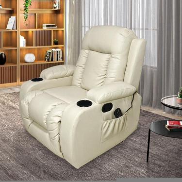 Imagem de Poltrona Reclinável Austin G94 com Massagem e Aquecimento em Corino Bege Gran Belo
