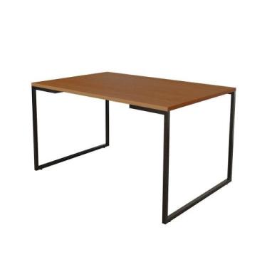 Imagem de Mesa De Jantar Industrial Base Ferro Preto Tampo 137X90 Canela - CASA 