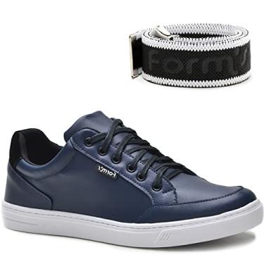 Imagem de Kit Tênis + Cinto Form's Masculino Couro Casual Cor:Azul;Tamanho:39