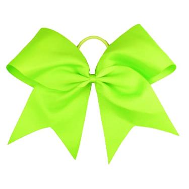 Imagem de HipGirl Arcos de torcida verde neon de 15 cm (2 unidades) - Acessório de cabelo com laços elásticos para meninas e mulheres, laços de cabelo para líderes de torcida