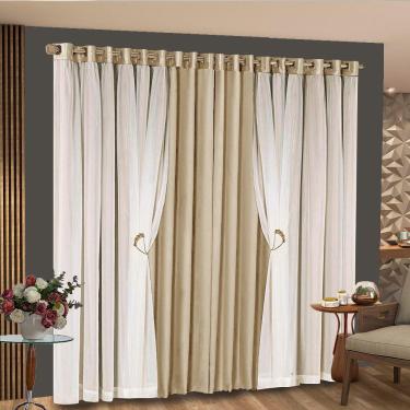 Imagem de Cortina Bariloche Fendi 5,40m x 2,70m altura - Varão até 4m