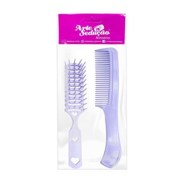 Imagem de Kit 1 Escova Desembaraça Cabelos Jacaré Pente Plástico Roxo