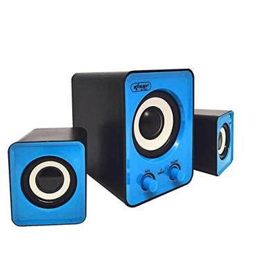 Imagem de Caixa De Som KP-7023 PC 2.1 Controle Bass Com Botão On/off Cor:Azul