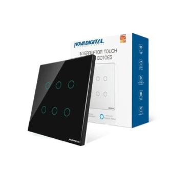 Imagem de Interruptor Touch Led 6 Botoes Wi-Fi 4x4 PRETO COM RF