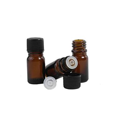 Imagem de 10 frascos de 5 ml de óleo essencial de vidro âmbar com orifício e tampa para perfumes e aromaterapia