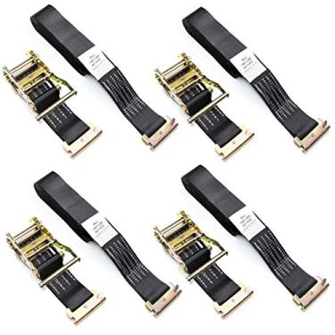 Imagem de WorldPac (pacote com 4) 2 polegadas por 20 pés E Track Fitting Tie Down Ratchet Strap - Cargo Management