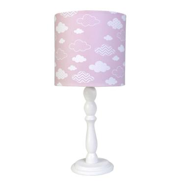 Imagem de Abajur Madeira Nuvem Rosa Quarto Bebê Infantil Menina