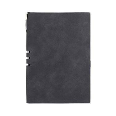 Imagem de Caderno de couro PU A5 Bloco de notas Diário de negócios planejador agenda agenda organizador caderno, cinza escuro