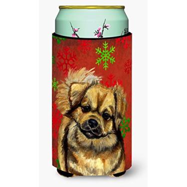 Imagem de Caroline's Treasures LH9349TBC Elastano Tibetano Vermelho Verde Floco de Neve Natal Alto Menino Bebidas Isolador de Bebidas Isolador Hugger, Alto, Menino, Multicolorido