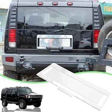 Imagem de Apto para moldura de placa de licença traseira de carro 2003-2009 Hummer H2 inoxidável, capas de placa de licença traseira do carro suportes molduras decorativas (estilo C (sem furos))