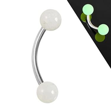 Imagem de TOOLSSIDE Piercing que brilha no escuro piercings de umbigo aço cirúrgico – Vch Jewelry Hood Rings Piercing – Joia curvada para piercing de barbelha, aço inoxidável, acrílico leve, Aço inoxidável, acrílico leve