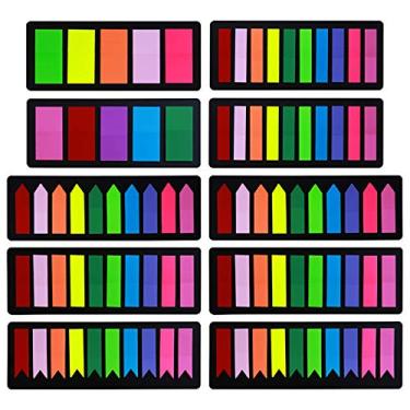 Imagem de Marcadores de página coloridos com abas adesivas 1800 peças, abas autoadesivas para livros, notebook [3 designs, 3 tamanhos, 10 cores brilhantes] fácil de colar, remove de forma limpa