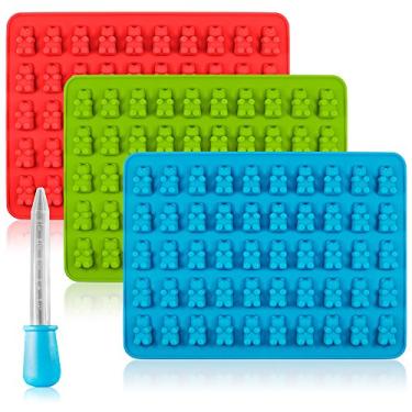Imagem de Moldes de silicone e bandejas de cubo de gelo, SENHAI, pacote com 3 moldes de goma, moldes de chocolate, moldes de sabão - urso
