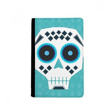 Imagem de Olhos azuis crânio cultura nacional do México ilustração porta-passaporte notecase burse capa carteira porta-cartão, Multicolor