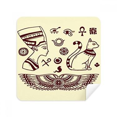 Imagem de Egito abstrato faraó gato preto padrão óculos pano limpador de tela tecido camurça pacote com 2