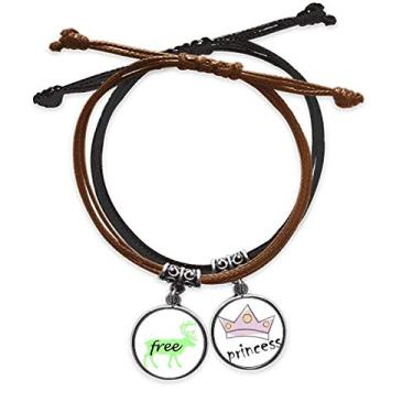 Imagem de DIYthinker Pulseira de couro com contorno de cervo preto natural corda corrente de mão pulseira princesa de couro, Não se candidatar