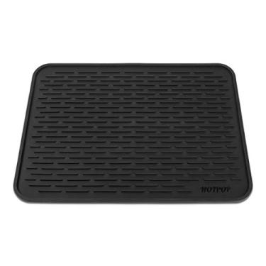 Imagem de HOTPOP Médio (40,64 cm x 30,48 cm) Tapete de silicone super resistente para secagem de louça, seguro para lava-louças, resistente ao calor, ecológico (preto)