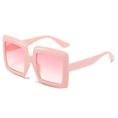 Imagem de Óculos de sol quadrados superdimensionados fashion para mulheres elegantes óculos de sol gradientes femininos uv400, rosa rosa, tamanho único