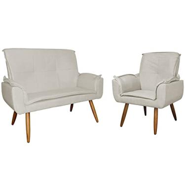 Imagem de Kit 1 Namoradeira mais 1 Poltrona Emília Suede Cores - DS Estofados